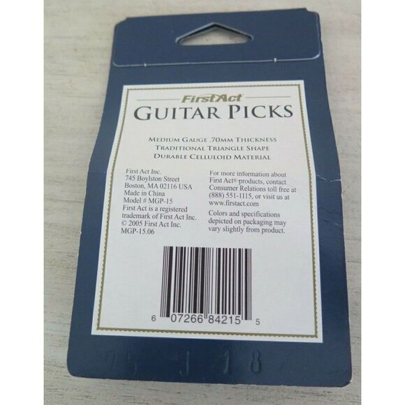 FirstAct Guitar Picks, Medium Gauge .70 MM Thickness, 13 Count - Picture 2 of 3